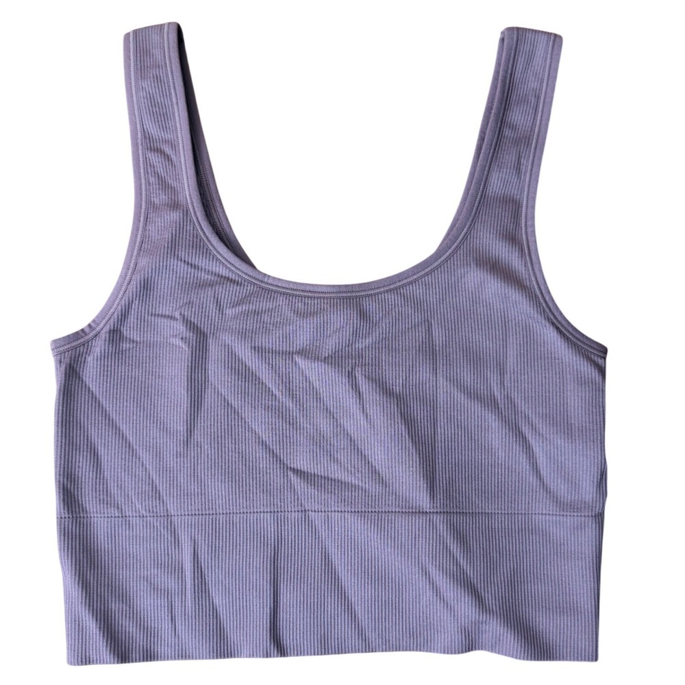 Athleta Aurora Scoop Crop Tank Purple Ribbed Seamless Reversible Small 537458